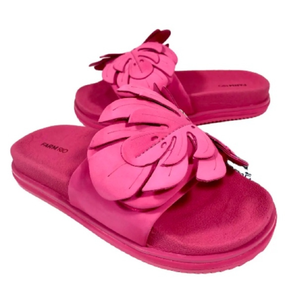 Farm Rio Womens Monstera Leaf Anatomic Slides Sandals